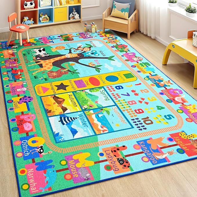 Kids Rug for Playroom, 6x9 ABC Educational Carpet for Classroom, Fun Alphabet - Image 5