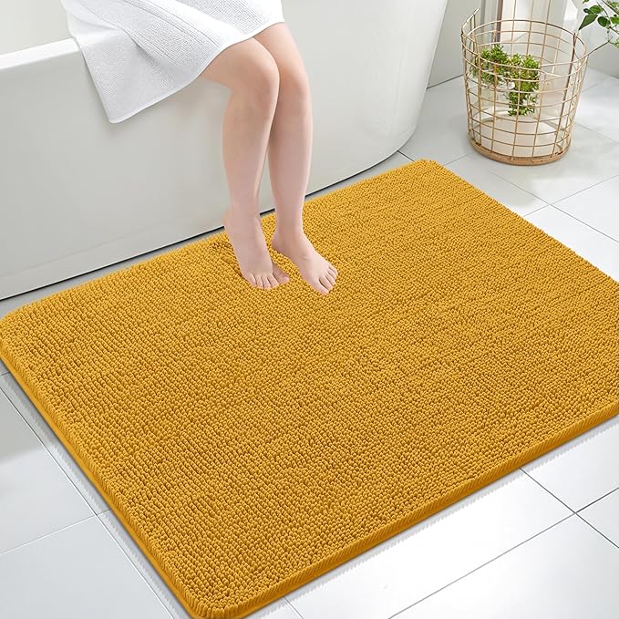 OLANLY Large Bathroom Rugs 40x32, Soft Absorbent Chenille Bath Rugs, Rubber by OLANLY
