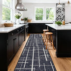 Non Slip Hallway Runner Rug 2.6x12, Modern Distressed Stripe, Washable Extra by TTelephant