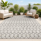 JONATHAN Y Moroccan Geometric Indoor Outdoor Area Rug 3X5 Light Gray/Black by JONATHANY