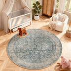 4x4 Round Living Room Rug: Washable Bedroom Rug Stain Resistant Boho Rug Non - Image 6