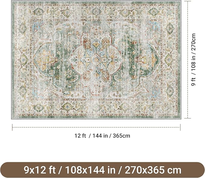 befbee 9x12 Area Rug, Ultra-Thin Washable Rugs - Image 2