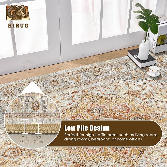 Washable Area Rug 9' x 12' Vintage Traditional Persian Mat - Image 5