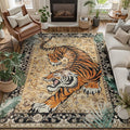 DCX Washable 5x7 Tiger Area Rug, Soft Low Pile Carpet, Kid & Pet Friendly by DCXWashableRug