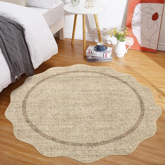 GarveeHome Scalloped Round Washable Rug, Soft Modern Round Rugs 5ft Circle - Image 7