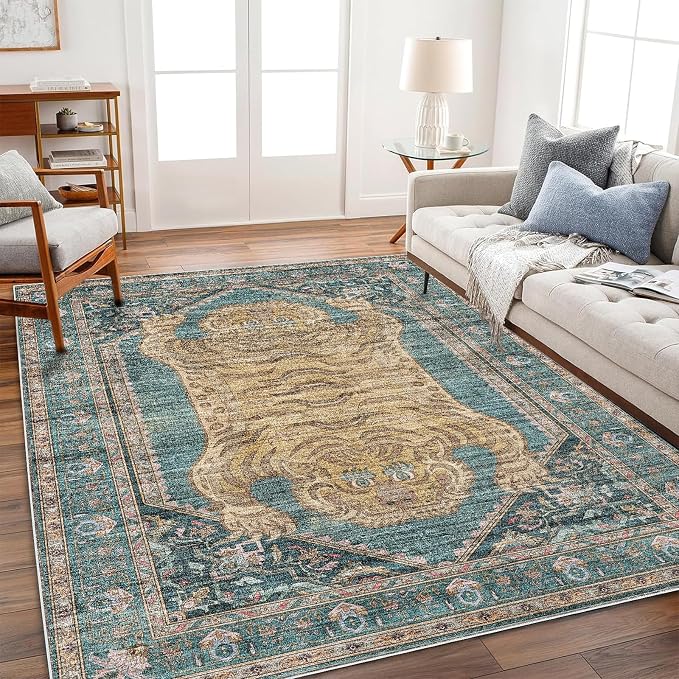 CHAMPLANT Washable Area Rug 3'x5' Vintage Traditional Floor Cover Foldable Thin by CHAMPLANT
