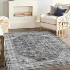 CHAMPLANT Washable Area Rug 3'x5' Vintage Traditional Floor Cover Foldable Thin - Image 2