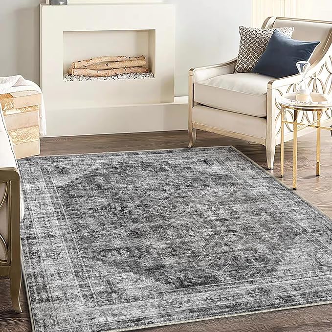 CHAMPLANT Washable Area Rug 3'x5' Vintage Traditional Floor Cover Foldable Thin - Image 2