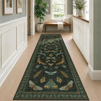 Dark Green 3x10 Extra Long Runner Rugs by HazoHaus