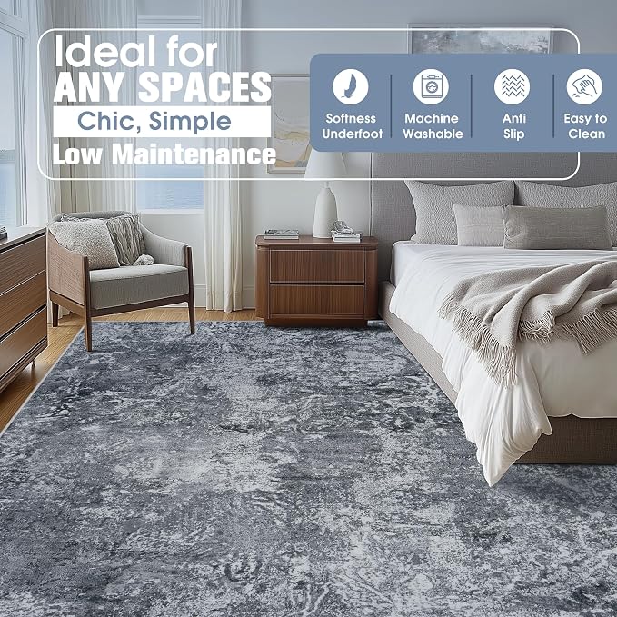 10x14 Area Rugs for Living Room Rug Washable: Abstract Large Rug Indoor Modern - Image 2