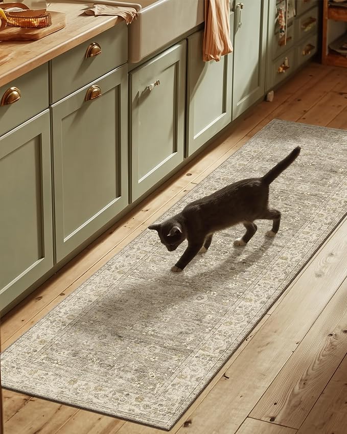 Washable Kitchen Rug Runners for Hallways: 2'6"x8' Bedroom Runner Rug Non Slip by palohom