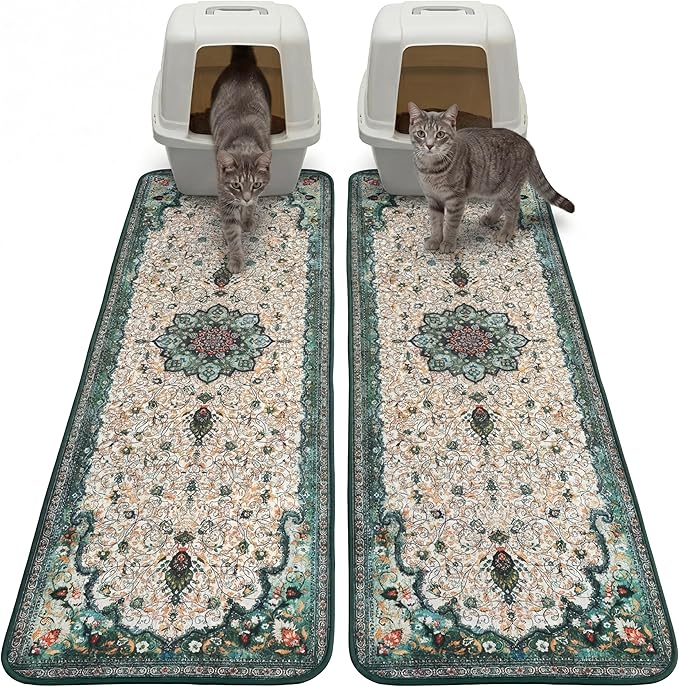 Hompet Cat Litter Mat 2 Pack, 20x60 Large Machine Washable Trapping Mats by Hompet
