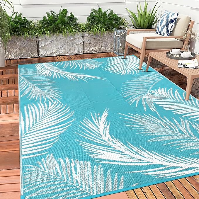 Pauwer Waterproof Outdoor Rug 6x9, Reversible Plastic Straw Patio Camping Rug - Image 3