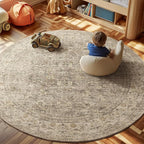 6ft Washable Round Rugs for Bedroom: Circle Living Room Rug Vintage Non Slip - Image 4