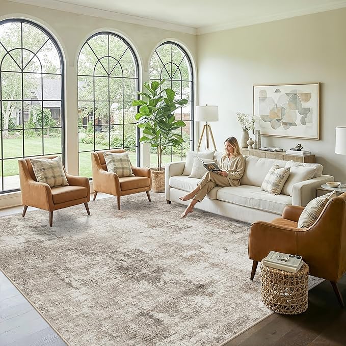 11x11 Square Area Rug for Living Room–Washable Non-Slip Soft Large Rug for - Image 4