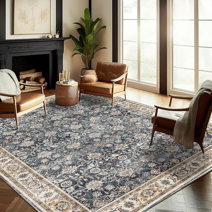 CHAMPLANT Washable Area Rug 10'x14' Boho Design Non-Shedding Easy Care Ideal by CHAMPLANT