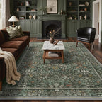 GENIMO 10x14 Washable Area Rug, Non-Slip Vintage Boho Floral Carpet, Large Area by GENIMO