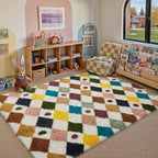 PureCozy Checkered Rug 4x6 Fluffy Shag Living Room Rainbow Area Rug Modern - Image 3