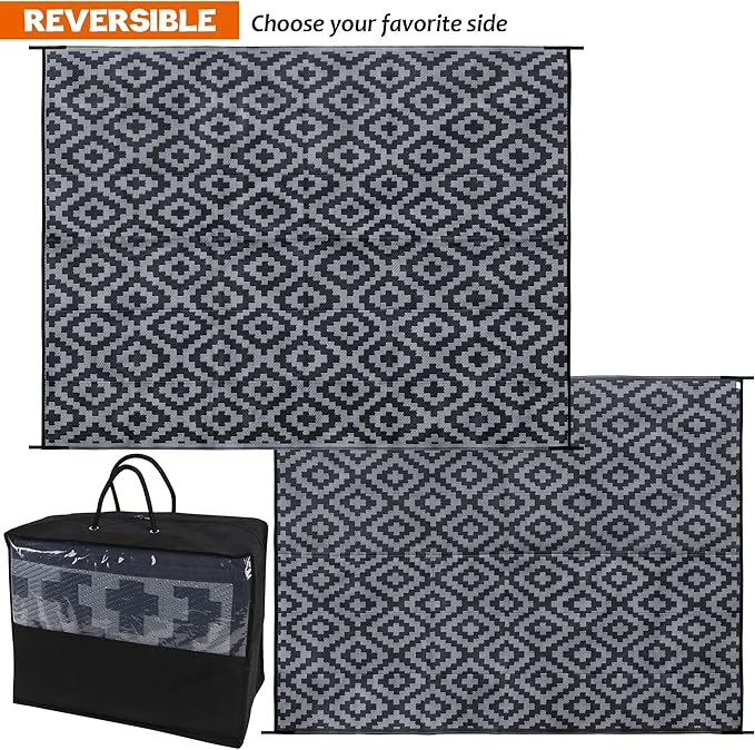 SAND MINE Waterproof Outdoor Rug 8x10 ft, Plastic Reversible Rug, Modern Area - Image 3