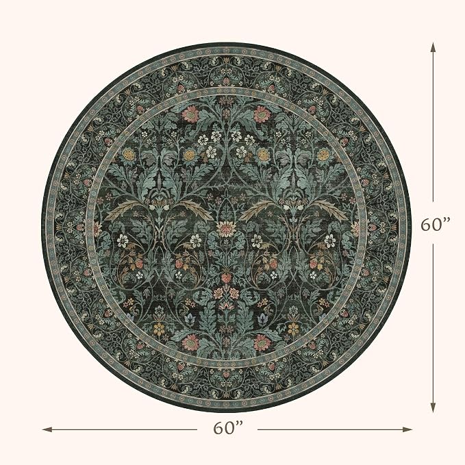 5ft Round Rug for Reading Corner Small Living Room, Soft Ultra Thin Non Slip - Image 2