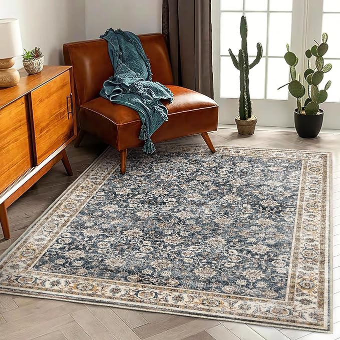 CHAMPLANT Washable Area Rug 4'x6' Vintage Traditional Floor Cover Foldable Thin by CHAMPLANT