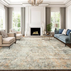 Soalmost Abstract Rug 8x10 Large Living Room Rugs Neutral Modern Washable Area - Image 2
