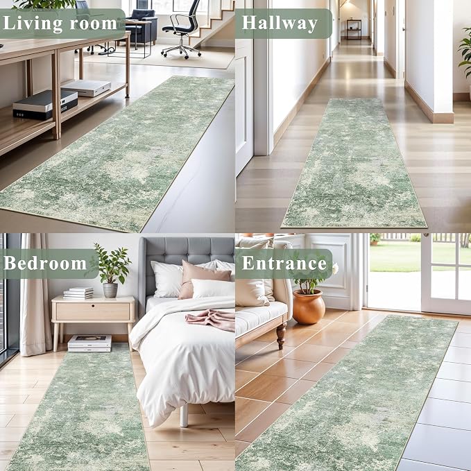 2x8 Washable Hallway Runner Rug – Non-Slip Modern Abstract Neutral Low-Pile - Image 4