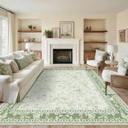 Sage Green Area Rugs 10x12 for Living Room Boho Washable Extra Large Floral - Image 7