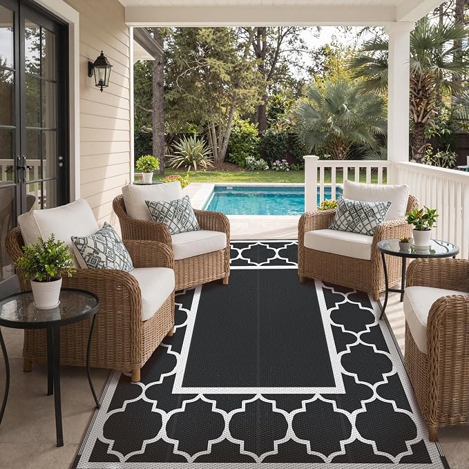 GENIMO 9 ' x 12 ' Outdoor Rug for Patio Clearance, Waterproof Indoor Outdoor - Image 5