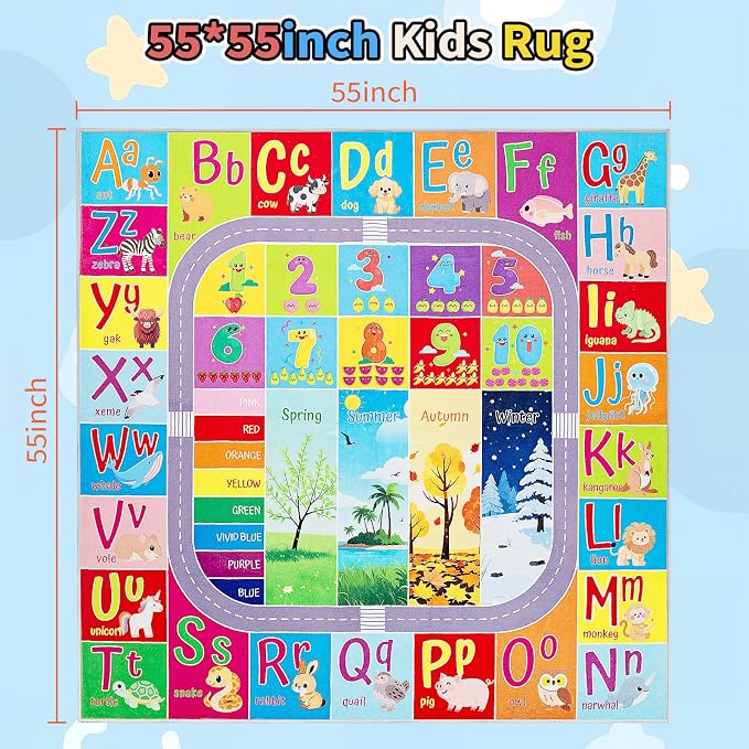 UKISS ABC Kids Rug, Toddler Educational Play Rug - Image 2