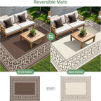 GENIMO Outdoor Rug Waterproof for Patio, Outside Area Mat for Rv, Coffee & Beige - Image 4