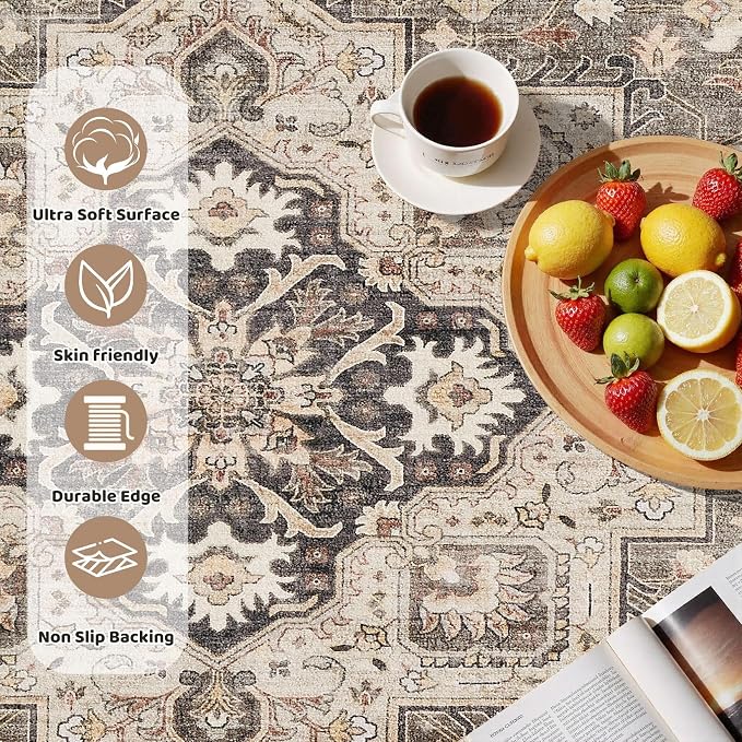 6ft Round Vintage Living Room Area Rug - Image 2