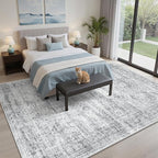 Soalmost 5x7 Area Rugs Gray Low Pile Indoor Washable Trendy Faded Style Rugs - Image 4