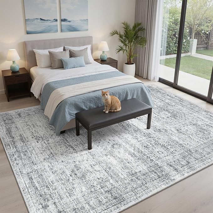 Soalmost 6x9 Area Rug for Living Room Washable 6x9 Gray Rug Non-Slip Modern - Image 2