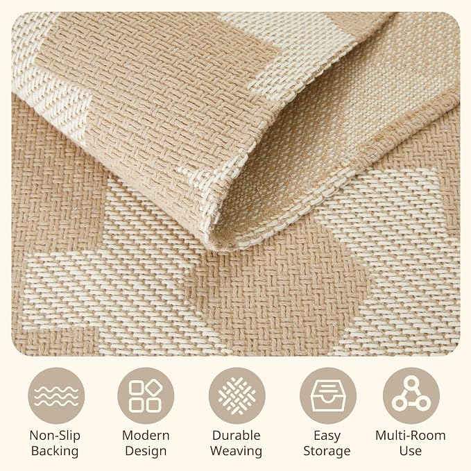 MatEssenz 2x3 Washable Entryway Rug, Woven Boho Geometric Indoor Front Door Mat - Image 6