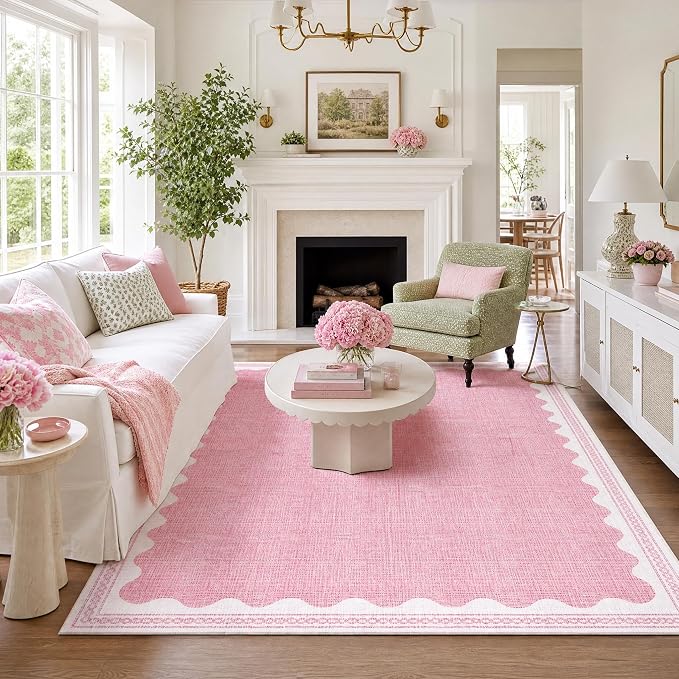 GarveeHome Scalloped Washable 8x10 Rugs by GarveeHome