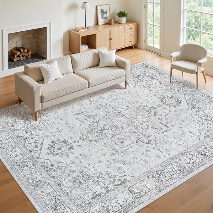 8x10 Area Rugs for Living Room:Washable Vintage Medallion Rug Non-Slip Soft Low by Unknown