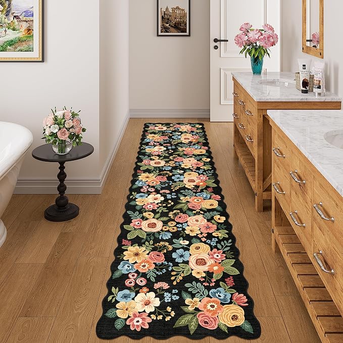 DUKINO 2x8 Washable Runner Rug, Lightweight Soft Floral Hallway Rug Runner - Image 3