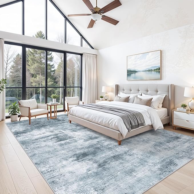 10x14 Area Rug Living Room – Washable Large Neutral Modern Abstract Soft Low - Image 3