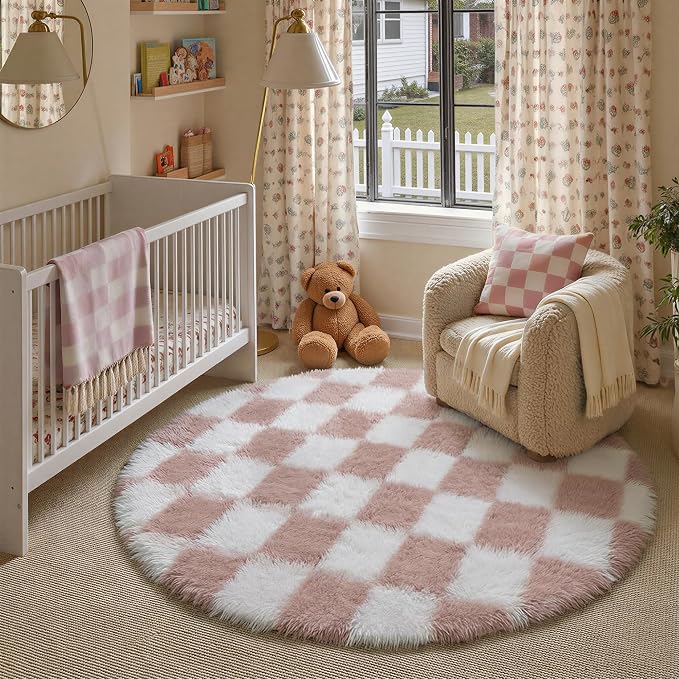PureCozy Checkered Round Rugs 5ft by PureCozy