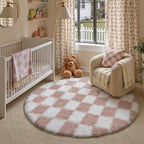 PureCozy Checkered Round Rugs 6ft by PureCozy