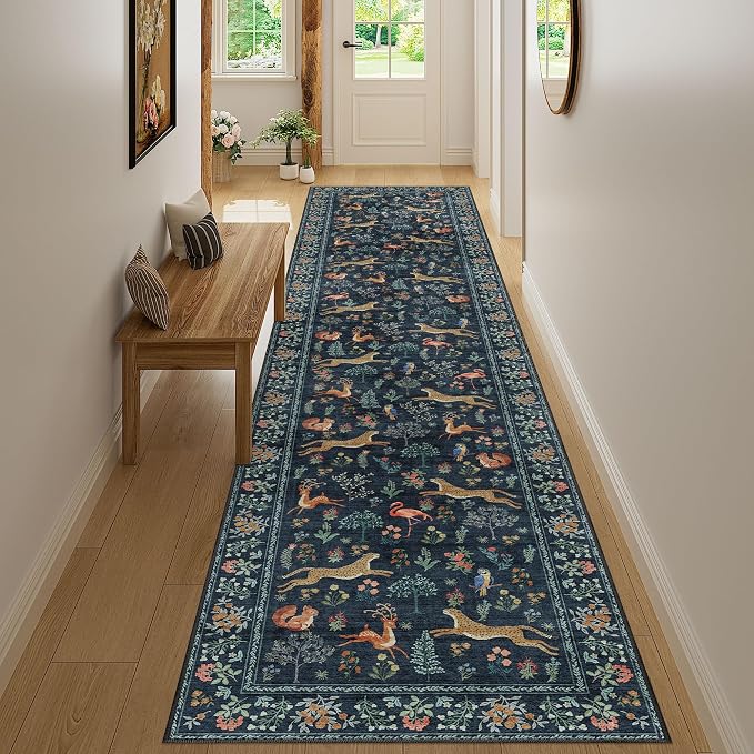 DUKINO 2.6x12 Hallway Runner Rug, Vintage Washable Loog Kitchen Rug - Image 6