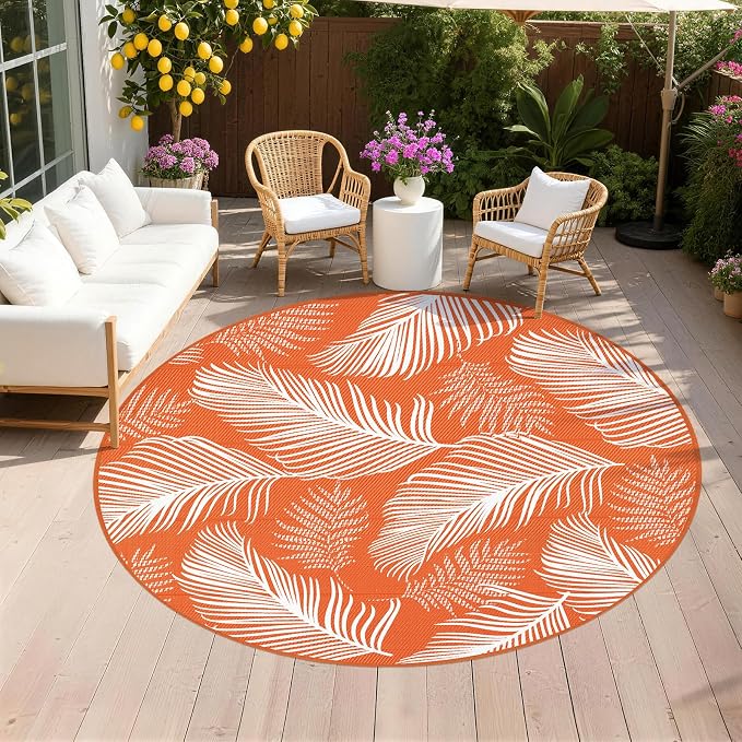 Pauwer Waterproof Outdoor Rug 8ft, Reversible Plastic Straw Patio Camping Rug by Pauwer