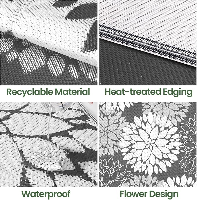LuxStep Outdoor Rug Waterproof Outdoor Plastic Straw Rug Reversible Patio Rug - Image 4