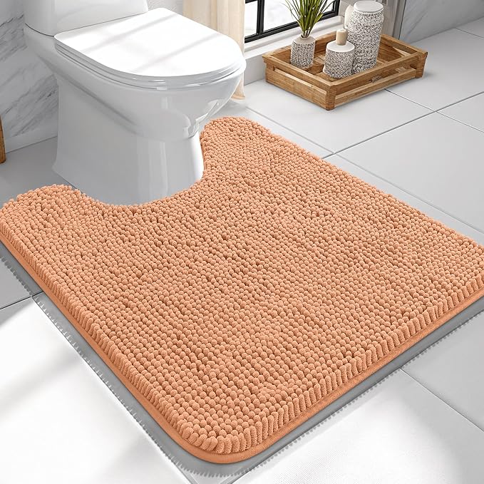 OLANLY Toilet Rugs U-Shaped 24x24, Extra Soft Absorbent Chenille Contour by OLANLY
