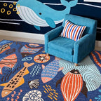 jinchan 5x7 Coastal Area Rug Kids Washable Fun Rug Colorful Ocean Fish Indoor - Image 6