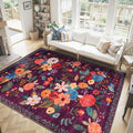 Washable Area Rug 8x10, Large Soft Floral Purple Carpet by WelcometoBabovid