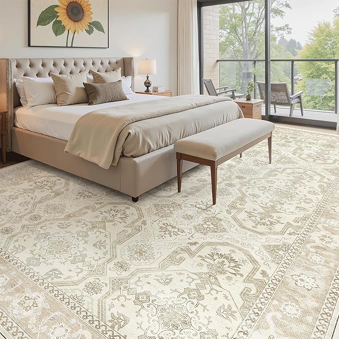 Soalmost 10x14 Area Rugs for Living Room, Non Slip Machine Washable Vintage Rugs - Image 4