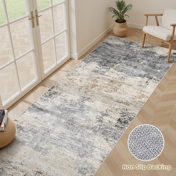 Runner Rug Kitchen Washable Rugs: 2x6 Non-Slip Abstract Soft Modern Stain - Image 3