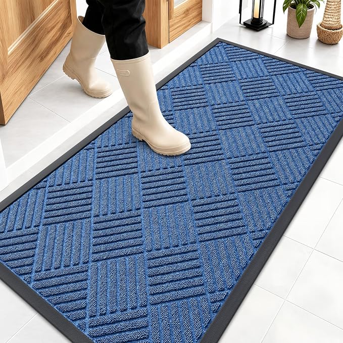 OLANLY Front Door Mat Outside Entrance 47x23, Heavy Duty Sturdy Natural Rubber by OLANLY